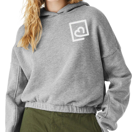 Women's Cinched Hoodie - White LJIB Logo