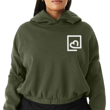 Women's Cinched Hoodie - White LJIB Logo