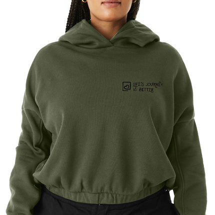 Women's Cinched Hoodie - Black LJIB Wordmark & Logo